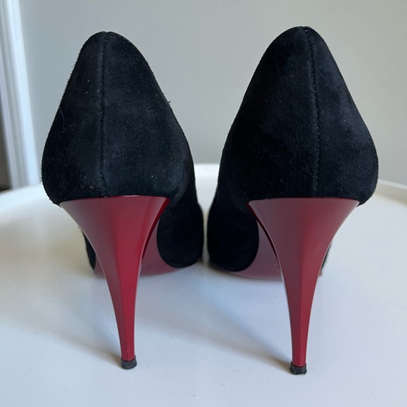 MUGNAI Black Suede Red Sole Heels Italy EU 39/US 8 - Picture 4 of 16